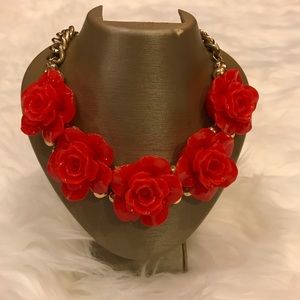 Vintage | Red Rose Statement Piece Necklace